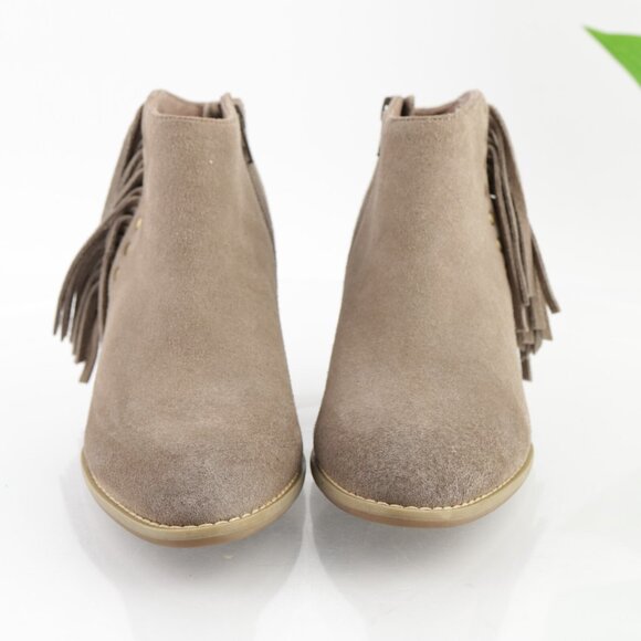 Vionic Womens Faros Boots Size 8 Taupe Suede Fringe Western Block Heel Booties - Picture 2 of 12
